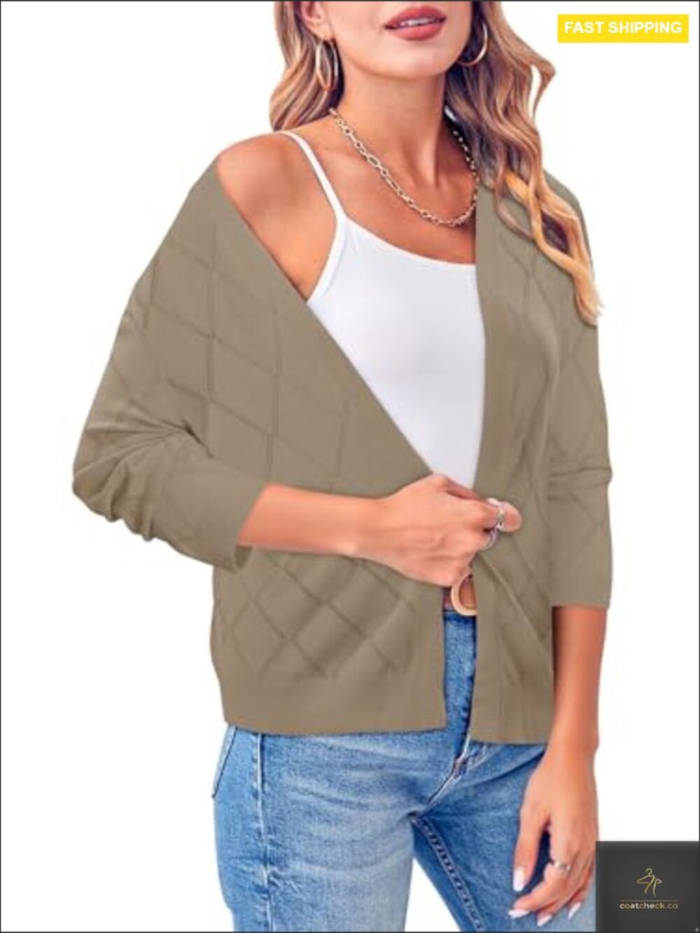 Lightweight 3/4 Sleeve Knit Cardigan Open Front V Neck Casual Sweater Cover Up - Picture 6 of 7